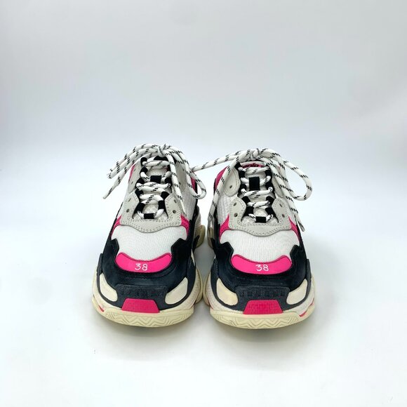H13685 Balenciaga Triples Size 38 Colorblocked Web Lace-up Casual Sneakers Daddy - Picture 3 of 9